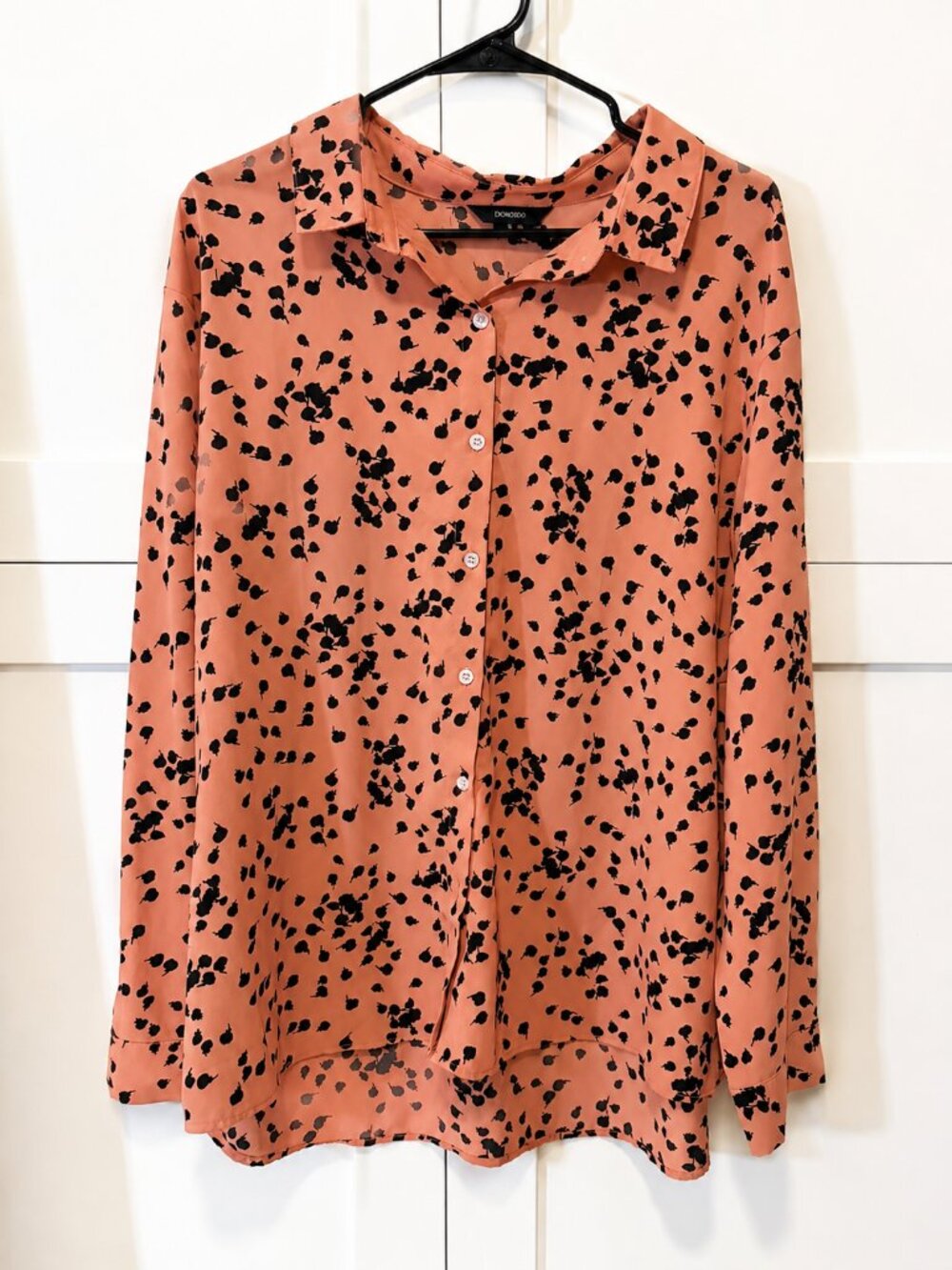 DOKOTOO Coral & Black Abstract Print Button-Down Blouse – Size 2XL